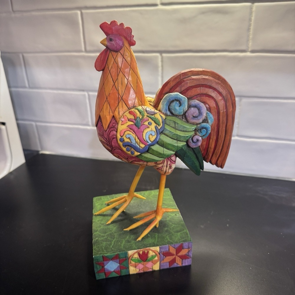 Jim Shore 118836 Heartwood Creek Large Colorful Primitive Rooster 11.5"H 2004